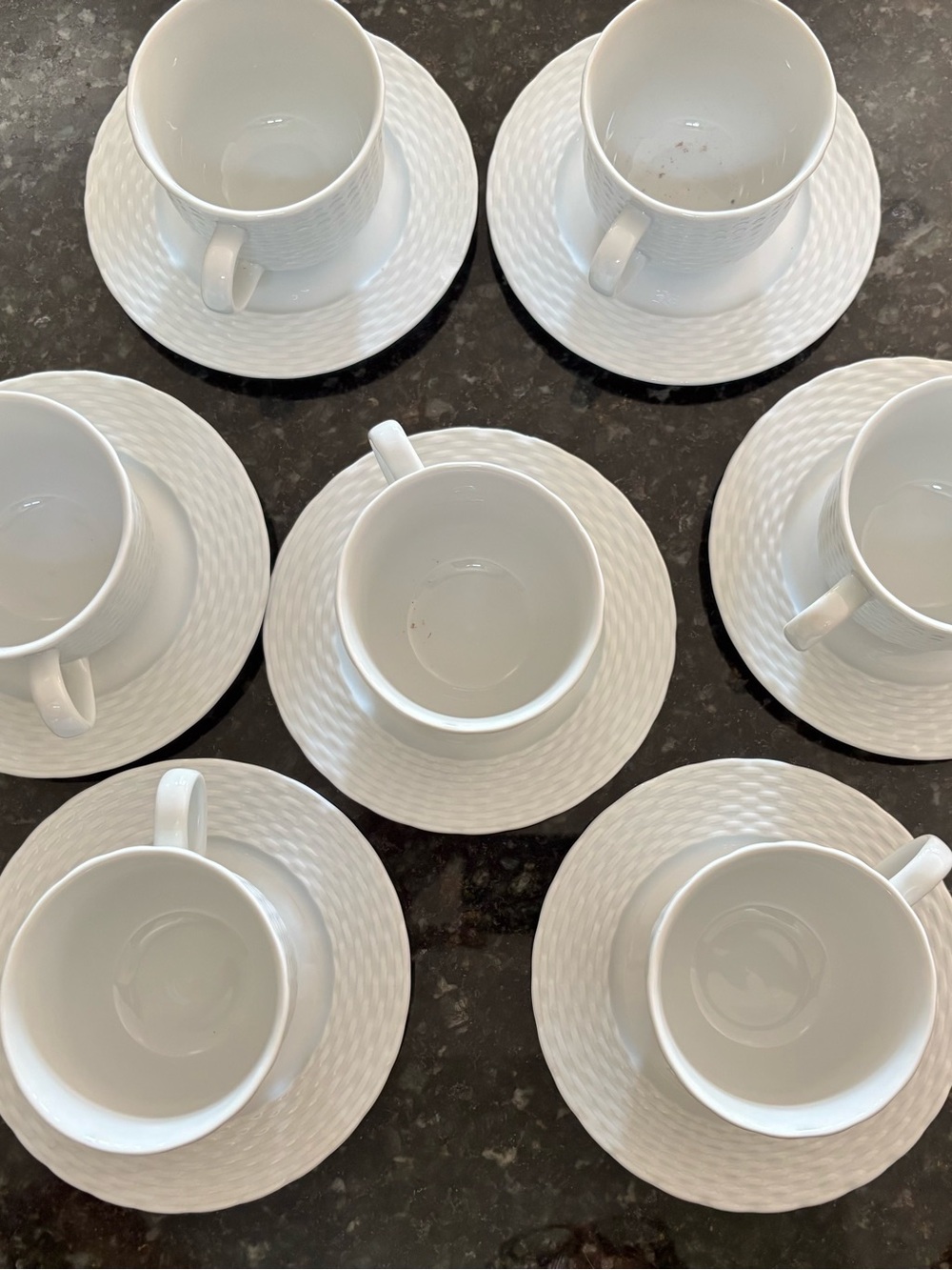 Pillivuyt Plissé France Cups & Saucers Set of 7 Williams Sonoma